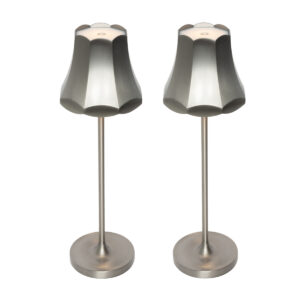 Set of 2 Retro Table Lamps Gunmetal Rechargeable IP44 - Granny