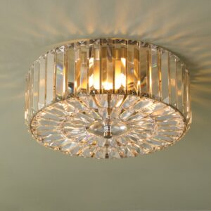 Laura Ashley Fernhurst 3 Light Crystal Flush Ceiling Light In Antique Brass Finish