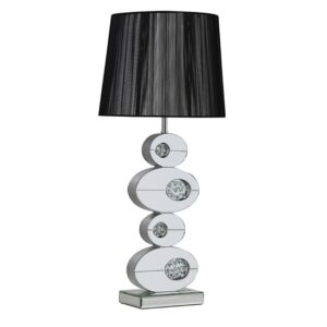 Melissa Table Lamp In Black With Mirrored Base In Silver Shade