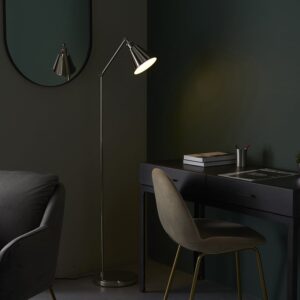 Halifax Satin White Shade Floor Lamp In Bright Nickel