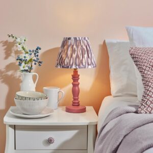 Laredo Pearl Grey 20cm Shade Wood Table Lamp In Pink Clay