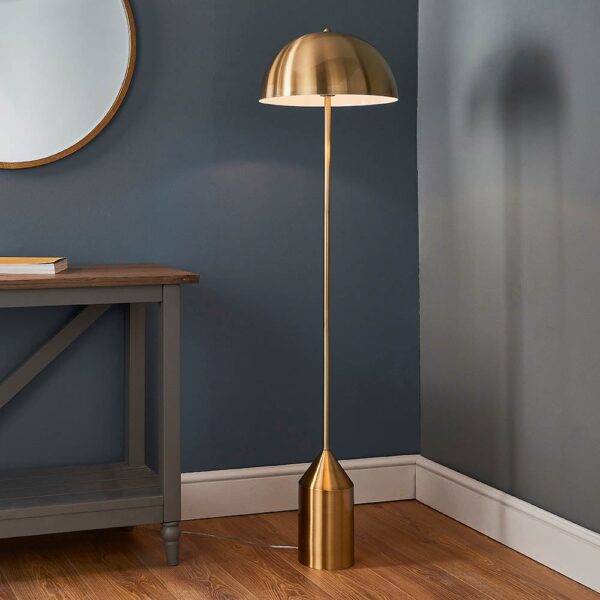 Norman Gloss White Shade Floor Lamp In Antique Brass