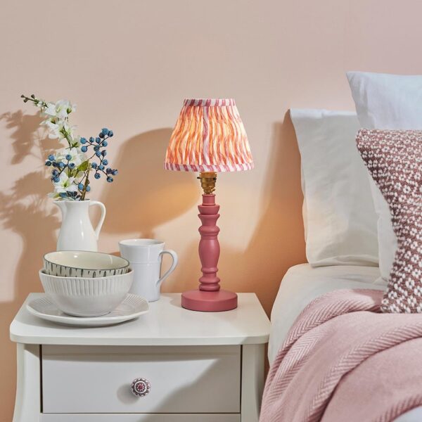 Riyadh Coral Pink 16cm Shade Wood Table Lamp In Pink Clay